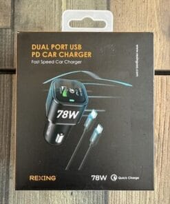Rexing JetSpeed 78W Dual Port USB-C PD + USB-A QC3.0 Fast Car Charger Black