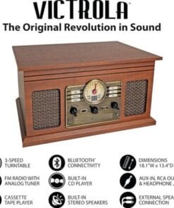 Victrola Quincy 6-in-1 Bluetooth Record Player VTA-200B Turntable CD Cassette Ra - Image 3
