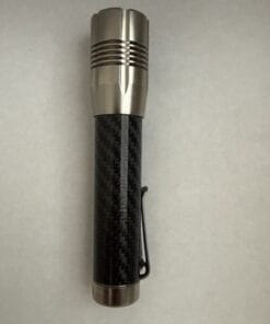 Alternative view of Prometheus Alpha Carbon Flashlight Titanium 18350 Triple LED EDC USA