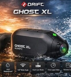 Alternative view of Drift Ghost XL Action Camera 1080p 30fps IPX7 WiFi 300° Lens Dash Cam 9Hr, New.