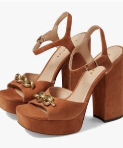 Coach Nicolette Suede Sandal Burnished Amber Women’s Heeled Sandals Size 8 B