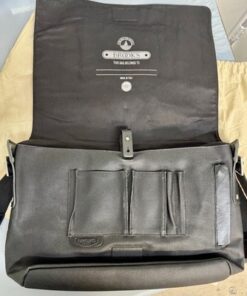BARBICAN MESSENGER MEDIUM BAG BLACK BB005 / A07200 Made In Italy Leather&Canvas - Image 6