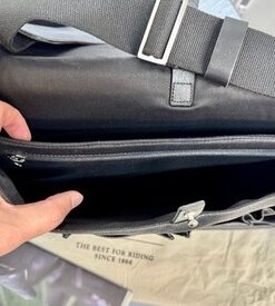 BARBICAN MESSENGER MEDIUM BAG BLACK BB005 / A07200 Made In Italy Leather&Canvas - Image 8