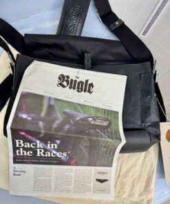 BARBICAN MESSENGER MEDIUM BAG BLACK BB005 / A07200 Made In Italy Leather&Canvas - Image 10