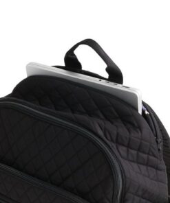 Vera Bradley Women's Bancroft Backpack-Premium Cotton Bookbag Black One Size - Image 5