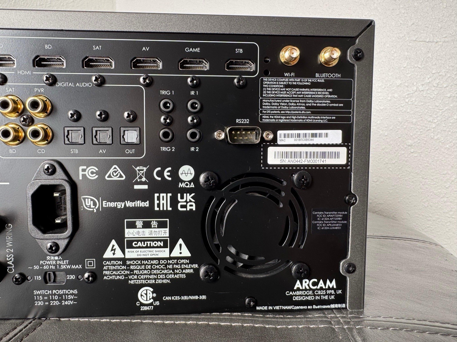 Arcam AVR5 7.2 Channel Dolby Atmos DTS:X Class AB AV Receiver HDMI Wi-Fi