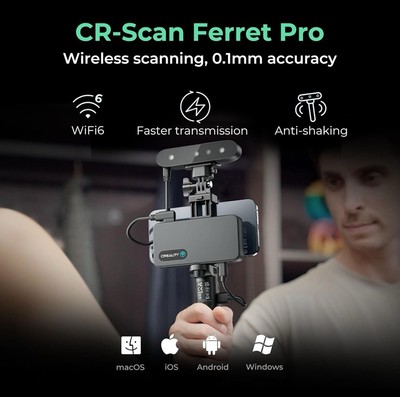 Creality CR-Scan Ferret Pro 3D Scanner - 0.1mm Accuracy, Full Color, WiFi6, New. - Image 2