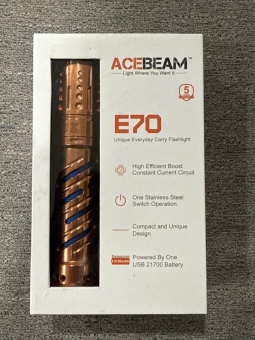 Acebeam E70 LED Flashlight 6500K 4600LM USB-C Rechargeable 21700 Battery EDC