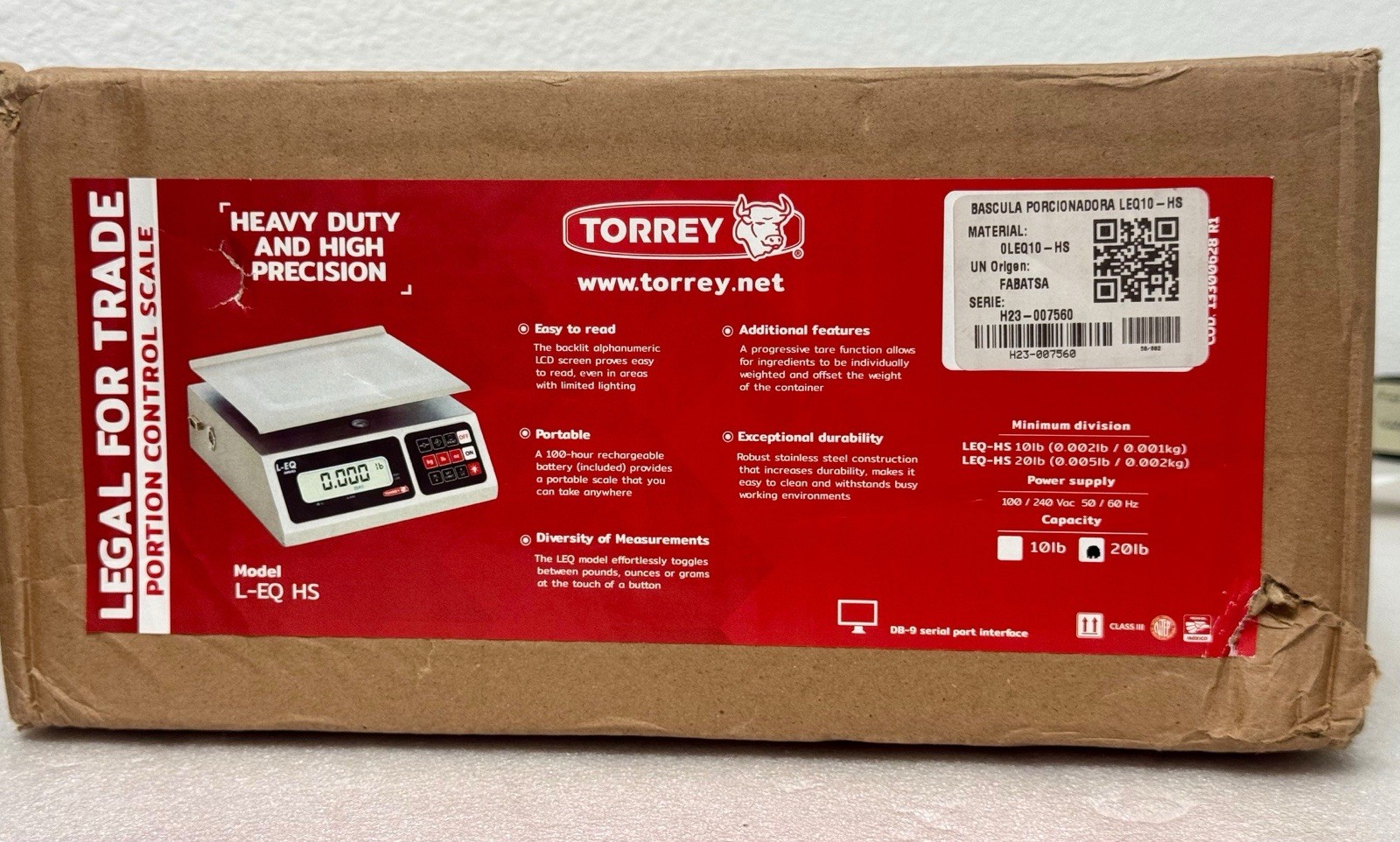 Tor-rey LEQ 10/20 Portioning Bench Scales, 20 lb x 0.005 lbs - Image 6